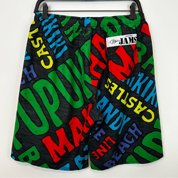 Jams World Shorts Mens Large Surf Line Hawaii Cotton Vintage 90s Beach USA - Picture 2 of 8